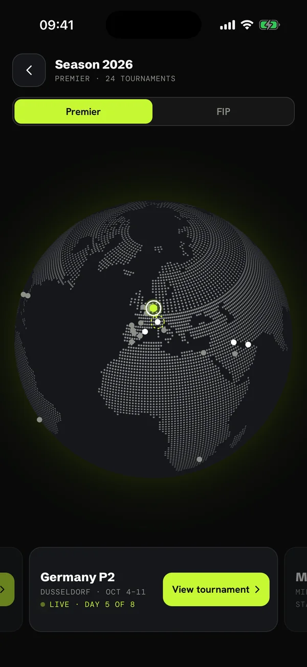 The season globe, with every stop on the tour